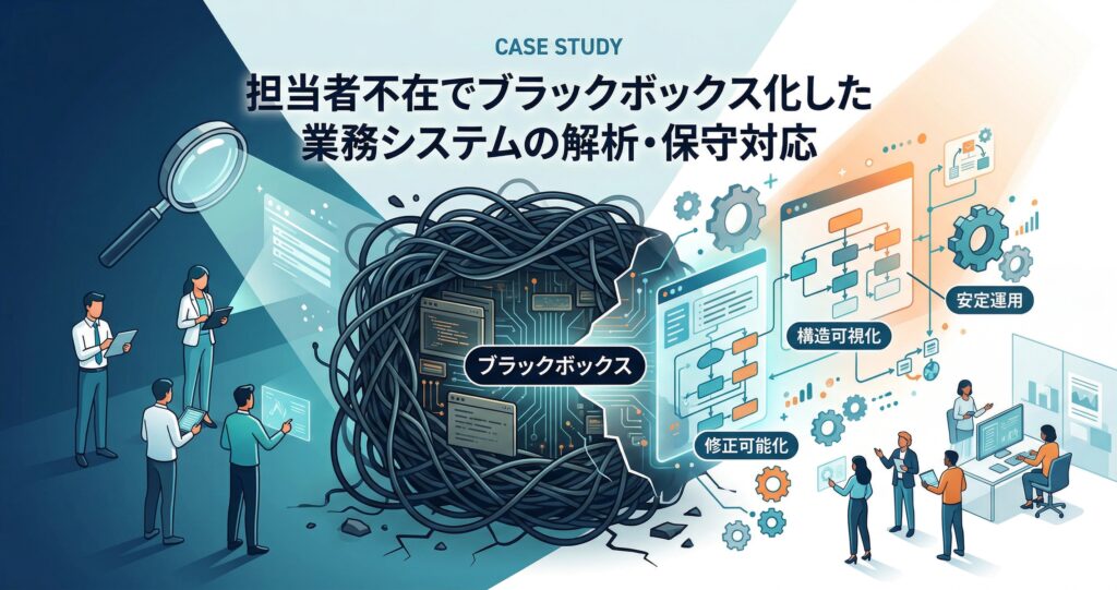 担当者不在でブラックボックス化した業務システムの解析・保守対応