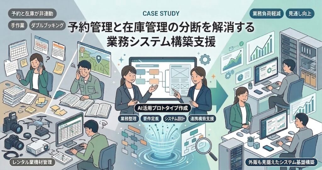 予約管理と在庫管理の分断を解消する業務システム構築支援